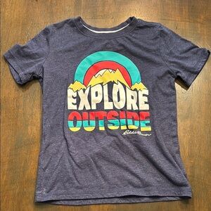 Eddie Bauer Blue and Red Short Sleeve Tee